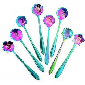 🌻🎁🥄NEW SPOONS (8) PCS🥄🎁🌻 FLOWERS VINTAGE STYLE